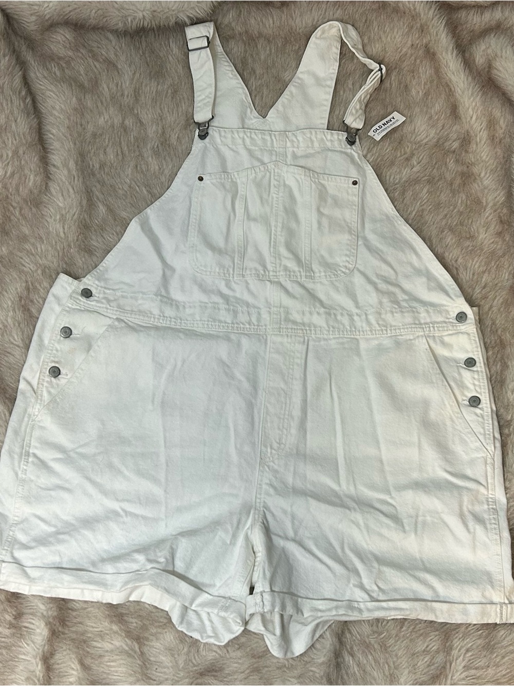 Old Navy White Denim Short Overalls